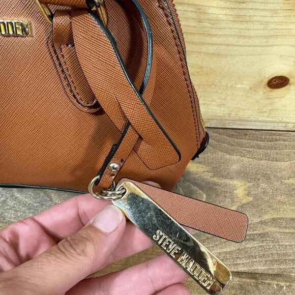 Steve Madden Cognac Faith Saffiano Small Satchel Brown Mini - Picture 3 of 14
